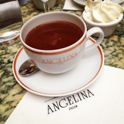 Sharing the best hot chocolate in #Paris with a new friend.  (at Angelina)