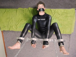 gabtu: vlord76:  Request: “ will you make some sexy bounded feet or rubber suits anything hot with  Shawn Mendes whatever you wanna do i love all you come up with?” Here’s Shawn Mendes - barefoot in a rubber wetsuit, in bondage and gagged with