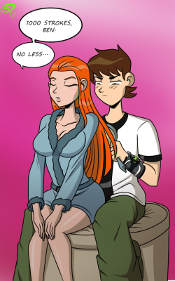 chillguydraws: Another Discord discussion brought about fun ideas. The idea of Gwen having longer hair and getting Ben to brush it just to mess with him.   ________________________________________________Support my Patreon to get first looks at all my