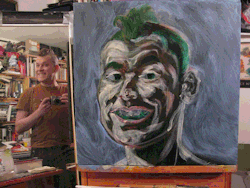 Here&rsquo;s a process view of my latest self-portrait.  Golden acrylic paints on canvas.