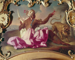 medievalpoc:  Claudio Francesco Beaumont One of Four Overdoor Panels: Allegory of Africa Italy (c. 1730) Oil on Canvas, 78 x 105 cm. Torino, Palazzo Reale. The Image of the Black in Western Art Research Project and Photo Archive, W.E.B. Du Bois Institute