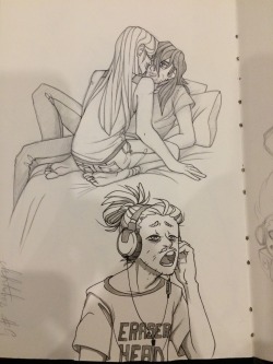 zed-echo-art:  Some super fun doodles I did Please excuse the shadows, I’m in a lecture hall where I definitely shouldn’t be doing this 
