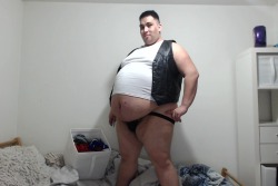 bigfattybc:  New haircut made me crave some leather so i put on my leather jock strap and vest and took a few pictures. :D tell me what y'all think!.  All that ass makes me crave&hellip; all that&hellip; umm&hellip; ass.