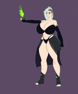 theselfsufficientcrescent:A evil sorceress design for Phaedra I quickly scribbled down and colored to visualize the concept.I will probably be modifying it because I don’t feel like it’s quite there yet, but this is the gist of the idea. 