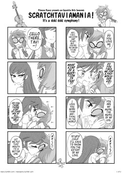 reavzpony:  SCRATCHTAVIAMANIA!Four four-panel comics featuring human Octavia Melody and DJ Pon-3/Vinyl Scratch in the Equestria Girls setting.View full resolution here.Read left to right.  I can’t even begin to describe how much I love this