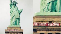 roofbeams: zoekravitzgirlfriend: banner hung on the statue of liberty this afternoon by activists (2/21/17) 