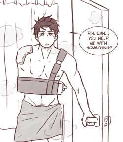 row-chan:  Sousuke promised Rin to ask for his help when he needs it after the surgery. It’s not easy for Sousuke but there’s progress     