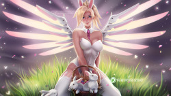 olchas:   Happy Easter, my friends!!🐰 I hope you all have a very wonderful day 💖 And here is a picture for you ^^ Easter Mercy  aka Mother of Bunnies - sounds not so epic as Mother of Dragons, but… anyway :D    NSFW (nude) version, big size