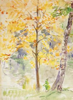 impressionism-art-blog: Fall Colors in the Bois de Boulogne via Berthe MorisotMedium: watercolor