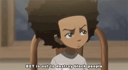 clarknokent:  fordman4eva:  ran1228:  anothercleverjedimindtrick:  babybutta:  The divide between black tumblr.  I’ve never seen anything so accurate.  THIS  The boondocks displays the divide between the black community in general.   Yup
