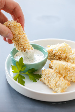 do-not-touch-my-food:  Baked Panko Fish Sticks with Lemon-Caper Mayonnaise