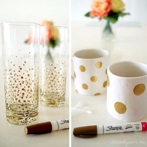 DIY Gold Sharpie Dot Mugs | Sara du Jour
