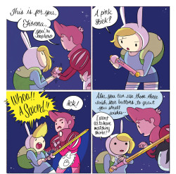 macaroni-and-cheesus:  ohmygil:   Adventure Time with Fionna and Cake #3 (of 6)  Fionna hella ships Gumball/Marshall Lee  i want fionnas boys night shirt 