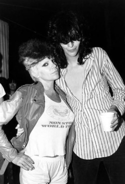 rocknrollhighskool:  Wendy O Williams of The Plasmatics and Joey Ramone of er The Ramones
