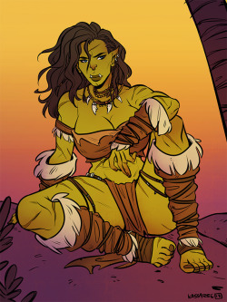 saltyconch: kassarie-art:  Orc OC pinup commissioned for Boots!  Oh and sfw version!  