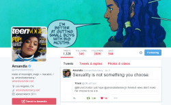 bisexual-community:  “Sexuality is not something you choose.”  Amandla Stenberg schools the ignorant (and just plain old biphobic, monosexist, raciest misogynistic, bigots) on twitter who reacted poorly to her forthright message on Teen Vogue about