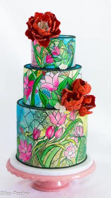 cakedecoratingtopcakes:  Stained Glass Wedding Cake by Bliss Pastry …See the cake: http://cakesdecor.com/cakes/147562-stained-glass-wedding-cake
