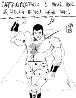Flex Mentallo is given the awesome power of Captain Marvel! Not much has changed though. Done by an anonymous DrawFriend.