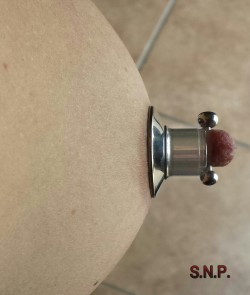 nippleshields:  scottnikipowers:  Niki I’m going to Jack of to this picture of your amazing stretched nipples!   Shields with stretcher rings