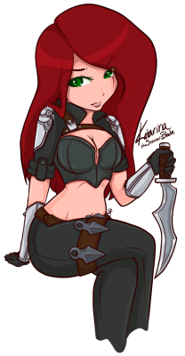 cheshirecatsmile37dump:  I told you I’d eventually draw some LoL art! Katarina the Sinister Blade  Reblog for day peoples