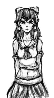 Did this during a group sketch thing for r/animesketch  Its apparently Reimu Hakurei, Someone else was drawing her, then i drew what they drew, then i looked for some reference and here we are&hellip;  So yeah. Did i do alright? Who should I draw now?