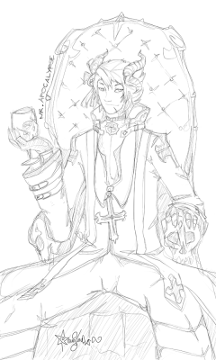 singingcanvas:  /// Mr. Apocalypse , Arc Bishop , Ragnarok Online Genderblend from Miss Apocalypse , dunno what to do and sorry for crappy background, and crappy sketch :V 