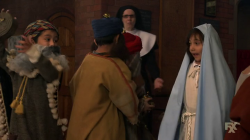 As promised, here are some screencaps from Chloe&rsquo;s scene in last night&rsquo;s &ldquo;The League&rdquo;. She had a very minor role, no speaking, but its awesome. She&rsquo;s a kid playing Mary in a church play (she&rsquo;s in the blue robe). This