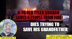 inkerton-kun:  mkdremareriser:  angelclark:  An eight-year-old New York boy is being hailed as a hero after saving six people from a mobile home fire, dying as he attempted to save his grandfather. East Rochester’s Tyler Doohan convinced his mother