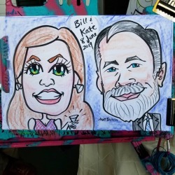 Caricature done today at Bill &amp; Kate&rsquo;s wedding.  Congratulations!  Thanks for having me there.     I do all sorts of events, any kind of party can use a caricature artist!    . . . . . . . #Caricature #caricatures #caricaturist #caricatureartist