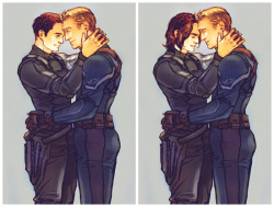 hill-hill-hill:  Steve and Bucky. Can’t decide which one I like better so I’m putting them both. :) 