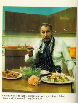 trash-fuckyou:Vincent Price, from the book “Cooking Price-Wise with Vincent Price”
