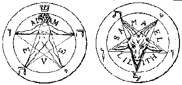 ffrreeyyoouurrsseellff:  Eliphas Levi’s rendering of the upright and inverted pentagram. Contrarly to popular belief, Levi did not come up with the use of the inverted pentagram as a negative symbol. It was used in ritual magick centuries before