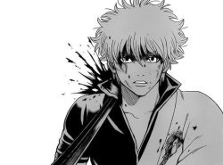 This is from the manga Gintama which is about a samurai in Japan which has been invaded by aliens. The story follows the samurai and his friends trying to pay their rent. It is sure to make you laugh, and to make you cry along with all of the characters.