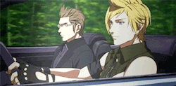 misaki-kurenai:  Prompto Week - Day 1 Brotherhood Who decided that it was a great idea to let Prompto drive? P.S. This isn’t Prompto-related but I found it hilarious that Noct was still sleeping when Prompto swerved xD I bet Titan stomping the ground