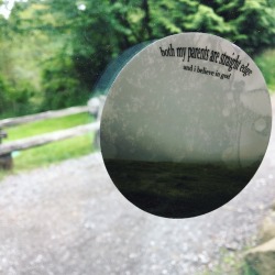 definitelybadrpgideas:  glumshoe: this sticker was on the window of the dining hall The framing of this photo, the short depth of field, the swathe of blank space on the sticker itself? Chilling… 
