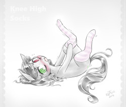 askblazingsaddles:  Today is Knee High Socks Day. Blazing Saddles is having some trouble putting hers on.  x3 Cuteness~