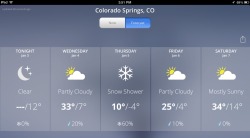 Woweeee look at Colorado Springs low temp for Thursday! Minus four freaking degrees! Stay warm guys! If thats even possible! Lol