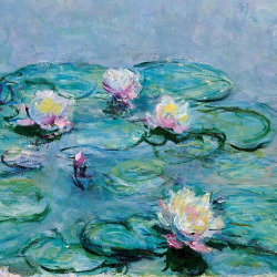 lonequixote:Water Lilies (detail) by Claude Monet