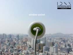 cieldeterre:  lilb2k14:  mccdi09:    Plug It On The Window     The Window Socket offers a neat way to harness solar energy and use it as a plug socket. So far we have seen solutions that act as a solar battery backup, but none as a direct plug-in. Simple