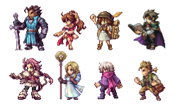 ahruon:Pixelart of the main characters of Octopath Traveller, lovely game!