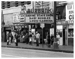  Vintage photo taken by William Reagh in 1964, features Baby Bubbles as the week’s headliner at the ‘BURBANK Theatre’; located at 548 S. Main Street..