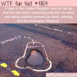 wtf-fun-factss: English man spray paints penises on potholes - WTF fun facts