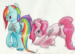 kitsclop:  Twilight:What in Celestia’s name are you two supposed to be?Rainbow Dash:What’s the matter, Twi? Don’t you like our costumes?Twilight:But… ah What are you supposed to bePinkie Pie:Duh! We’re your royal harem!Poor planning means only