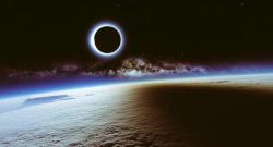 hugsfromhugo:  A solar eclipse and the Milky  Way seen from the ISS 