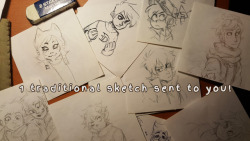I thought it would be nice so, I’m doing some traditional sketch commissions via patreon, they’re 9.5 x 9.5 cm (a bit bigger than a post-it) and can be in either pencil or pen and of whichever character of your choice or oc :^)you can find the patreon