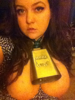 dumbbigtittedslut:  Big dumb cow eyes and big dumb cow udders.  Thanks again for the cowbell, anon.   Xoxo, Dbts