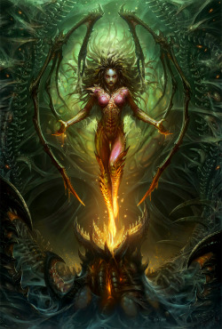 cyberclays:  Queen of Blades - by Wei Wang More art by Wei here  Is there such a thing as a dominant succubus?