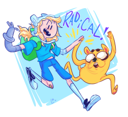 lonely-mothman:finn and jake you can get as a [tshirt or sticker] !!
