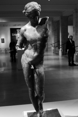 a) Apollo Sauroktonos, bronze, Cleveland Museum of art b) Apollo Sauroktonos (lizard-killer), 1st - 2nd century AD, roman marble copy of a bronze sculpture attributed to Praxiteles, Louvre From Wikipedia: &ldquo;The bronze original of this sculpture is