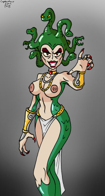 captaintaco2345-2:  Wanted to draw some greek mythology stuff, ended up drawing Medusa with big tits.  Just reblogging some underappreciated stuff
